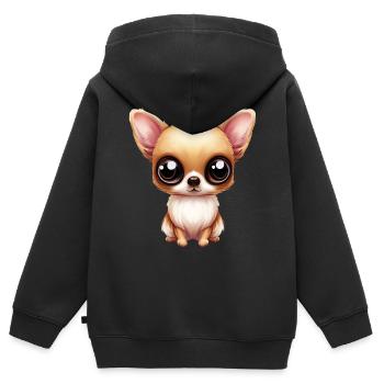 Chihuahua Cuddles - Kids Premium Organic Zip-up Hoodie - black - Back - AI Model Kid Male (0cm)