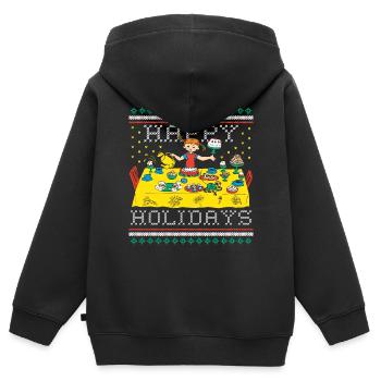 Pippi Langstrumpf Und Herr Nilsson Happy Holidays - Kinder Premium Organic Zip Hoodie - Schwarz - Hinten - AI Model Kid Male (0cm)