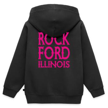 Rockford - Illinios - États-Unis États-Unis États-Unis - Sweat Premium à capuche zippé enfant bio - noir - Dos - AI Model Kid Male (0cm)