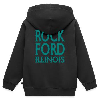 Rockford - Illinios - États-Unis États-Unis États-Unis - Sweat Premium à capuche zippé enfant bio - noir - Dos - AI Model Kid Male (0cm)