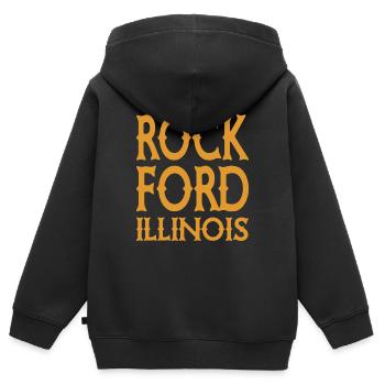 Rockford - Illinios - États-Unis États-Unis États-Unis - Sweat Premium à capuche zippé enfant bio - noir - Dos - AI Model Kid Male (0cm)