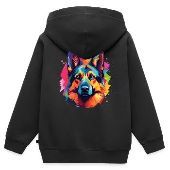 German Shepherd breed dog pop art style - Kids Premium Organic Zip-up Hoodie - black - Back - AI Model Kid Male (0cm)