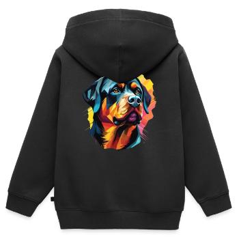 Rottweiler-Rassehund mit buntem Pop-Art-Stil - Kinder Premium Organic Zip Hoodie - Schwarz - Hinten - AI Model Kid Male (0cm)