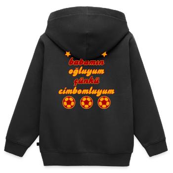 babamın oğluyum çünkü cimbomluyum - Kinder Premium Organic Zip Hoodie - Schwarz - Hinten - AI Model Kid Male (0cm)