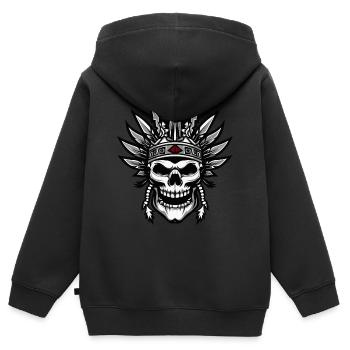 Häuptling Apache Totenkopf Indianer - Kinder Premium Organic Zip Hoodie - Schwarz - Hinten - AI Model Kid Male (0cm)