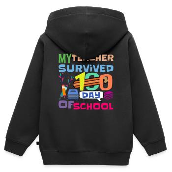 My Teacher Survived 100 Day Of me Shirt - Kids Premium Organic Zip-up Hoodie - black - Back - AI Model Kid Male (0cm)