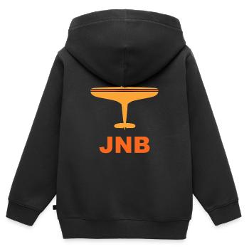 Flughafen Johannesburg - JNB - Südafrika - Kinder Premium Organic Zip Hoodie - Schwarz - Hinten - AI Model Kid Male (0cm)