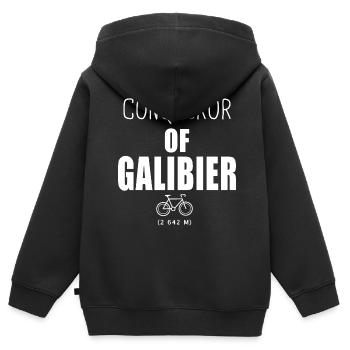 Eroberer der Galibier Radsportalpen - Kinder Premium Organic Zip Hoodie - Schwarz - Hinten - AI Model Kid Male (0cm)
