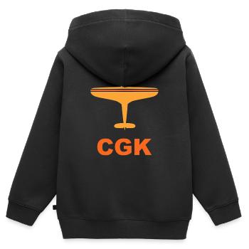 Flughafen Jakarta - CGK - Indonesien - Spotter - Kinder Premium Organic Zip Hoodie - Schwarz - Hinten - AI Model Kid Male (0cm)