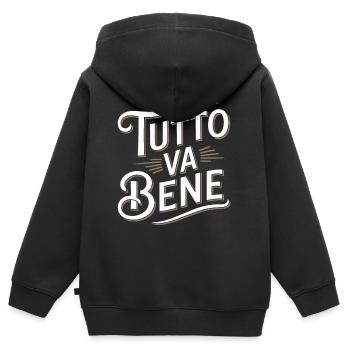 Tutto va bene - Sweat Premium à capuche zippé enfant bio - noir - Dos - AI Model Kid Male (0cm)