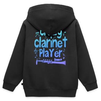 Crazy clarinet player - Sweat Premium à capuche zippé enfant bio - noir - Dos - AI Model Kid Male (0cm)