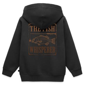 Le Fish Whisperer Funny Fishing Lake - Sweat Premium à capuche zippé enfant bio - noir - Dos - AI Model Kid Male (0cm)