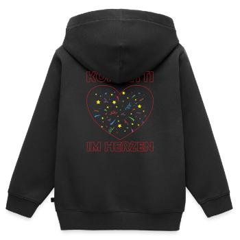 Konfetti im Herzen - Kinder Premium Organic Zip Hoodie - Schwarz - Hinten - AI Model Kid Male (0cm)