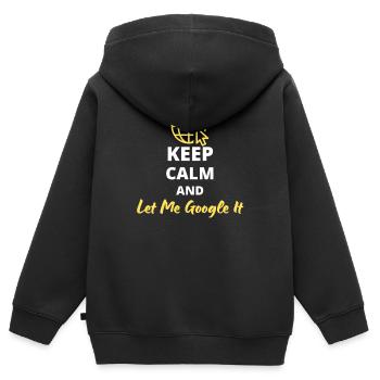 Humorvolles T-Shirt "Keep Calm and Let Me Google" - Kinder Premium Organic Zip Hoodie - Schwarz - Hinten - AI Model Kid Male (0cm)