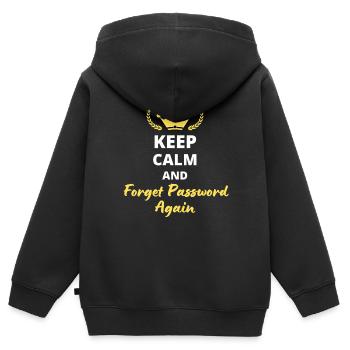 "Keep Calm and Forget Password Again" - Geek & fun - Kids Premium Organic Zip-up Hoodie - black - Back - AI Model Kid Male (0cm)