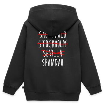 Spandau - Berlin - Deutschland - Bezirk - Kinder Premium Organic Zip Hoodie - Schwarz - Hinten - AI Model Kid Male (0cm)