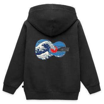 Guitare Big Wave par Kanagawa Guitar Player - Sweat Premium à capuche zippé enfant bio - noir - Dos - AI Model Kid Male (0cm)