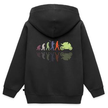 Motorcycle Evolution Vintage Shadow Biker - Kinder Premium Organic Zip Hoodie - Schwarz - Hinten - AI Model Kid Male (0cm)