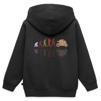 Motorcycle Evolution Vintage Shadow Biker - Kinder Premium Organic Zip Hoodie - Schwarz - Hinten - AI Model Kid Male (0cm)