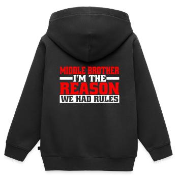 Middle Brother, I'm The Reason We Had Rules 7 - Kids Premium Organic Zip-up Hoodie - black - Back - AI Model Kid Male (0cm)