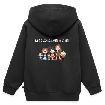 Zeige deine Verbundenheit - Kinder Premium Organic Zip Hoodie - Schwarz - Hinten - AI Model Kid Male (0cm)