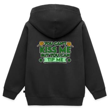Tu ne peux pas m’embrasser mais tu peux me donner un pourboire - Sweat Premium à capuche zippé enfant bio - noir - Dos - AI Model Kid Male (0cm)