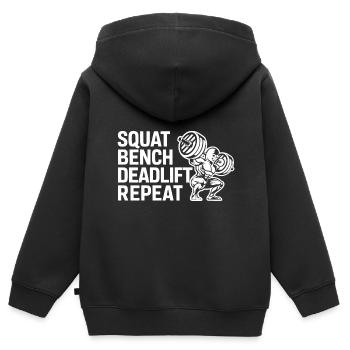 Squat Bench Deadlift Repeat 8 - Kinder Premium Organic Zip Hoodie - Schwarz - Hinten - AI Model Kid Male (0cm)