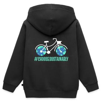 Nachhaltigkeitsfahrrad Nachhaltigkeitspädagoge - Kinder Premium Organic Zip Hoodie - Schwarz - Hinten - AI Model Kid Male (0cm)