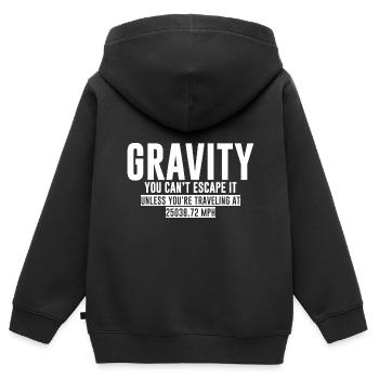 La gravité, vous ne pouvez pas y échapper - Sweat Premium à capuche zippé enfant bio - noir - Dos - AI Model Kid Male (0cm)