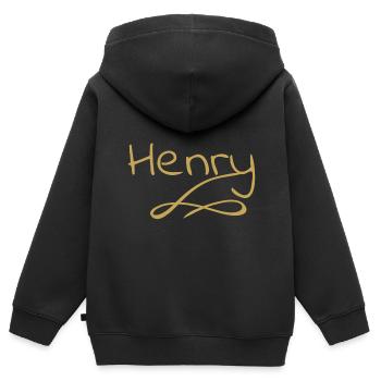 Vorname henry - Kinder Premium Organic Zip Hoodie - Schwarz - Hinten - AI Model Kid Male (0cm)