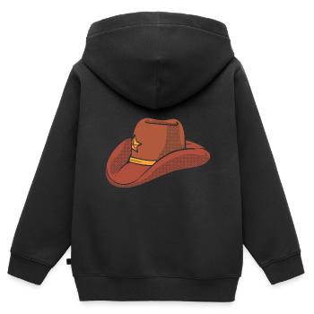 Cowboy Hat Jockey - Kinder Premium Organic Zip Hoodie - Schwarz - Hinten - AI Model Kid Male (0cm)