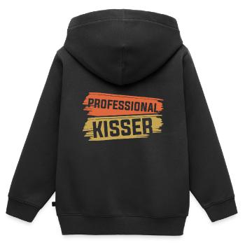 Professional Kisser - Kinder Premium Organic Zip Hoodie - Schwarz - Hinten - AI Model Kid Male (0cm)