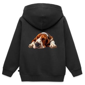 Basset Hound - Kids Premium Organic Zip-up Hoodie - black - Back - AI Model Kid Male (0cm)