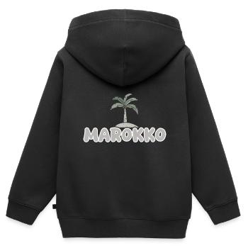 Maroc Maroc - Sweat Premium à capuche zippé enfant bio - noir - Dos - AI Model Kid Male (0cm)