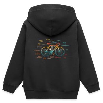 Anatomie d’un vélo, Anatomie du vélo VTT - Sweat Premium à capuche zippé enfant bio - noir - Dos - AI Model Kid Male (0cm)