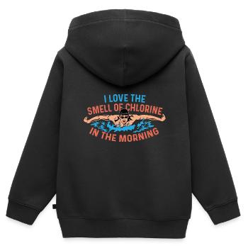 Geruch von Chlor Triathlet Gift - Kinder Premium Organic Zip Hoodie - Schwarz - Hinten - AI Model Kid Male (0cm)