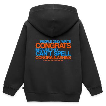 Congrats - They Can't Spell Congrajlashins 4 - Kinder Premium Organic Zip Hoodie - Schwarz - Hinten - AI Model Kid Male (0cm)