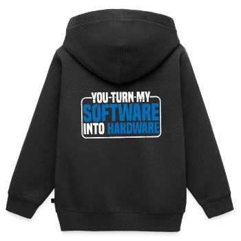 You Turn My Software Into Hardware 9 - Kids Premium Organic Zip-up Hoodie - black - Back - AI Model Kid Male (0cm)