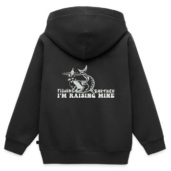 Fishing Partner I'm Raising Mine Dads Retirement P - Kinder Premium Organic Zip Hoodie - Schwarz - Hinten - AI Model Kid Male (0cm)