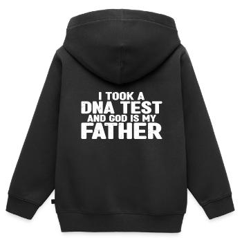J’ai passé un test ADN et dieu est mon père 29 - Sweat Premium à capuche zippé enfant bio - noir - Dos - AI Model Kid Male (0cm)