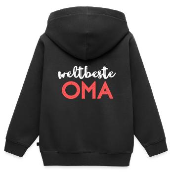 Weltbeste Oma - Kinder Premium Organic Zip Hoodie - Schwarz - Hinten - AI Model Kid Male (0cm)