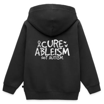 Cure Ableism Not Autism 3 - Kinder Premium Organic Zip Hoodie - Schwarz - Hinten - AI Model Kid Male (0cm)