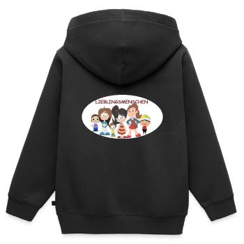 Zeige deine Verbundenheit - Kinder Premium Organic Zip Hoodie - Schwarz - Hinten - AI Model Kid Male (0cm)