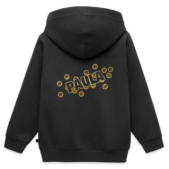 Name Paula - Kinder Premium Organic Zip Hoodie - Schwarz - Hinten - AI Model Kid Male (0cm)