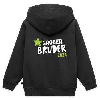Ich werde Großer Bruder 2024 Loading Krone BÄM - Kinder Premium Organic Zip Hoodie - Schwarz - Hinten - AI Model Kid Male (0cm)