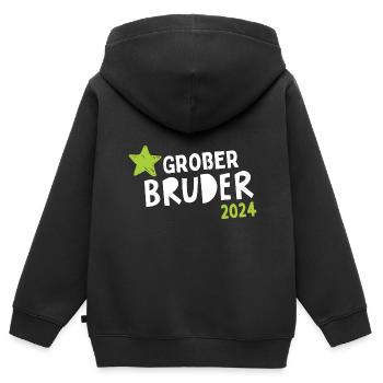 Ich werde Großer Bruder 2024 Loading Krone BÄM - Kinder Premium Organic Zip Hoodie - Schwarz - Hinten - AI Model Kid Male (0cm)