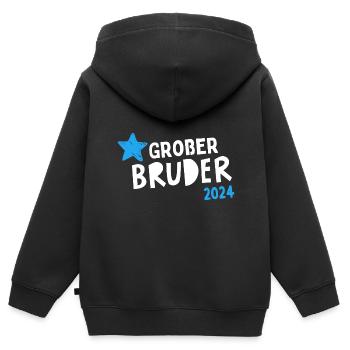 Ich werde Großer Bruder 2024 Loading Krone BÄM - Kinder Premium Organic Zip Hoodie - Schwarz - Hinten - AI Model Kid Male (0cm)