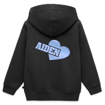 Cadeau pour Aiden - Sweat Premium à capuche zippé enfant bio - noir - Dos - AI Model Kid Male (0cm)