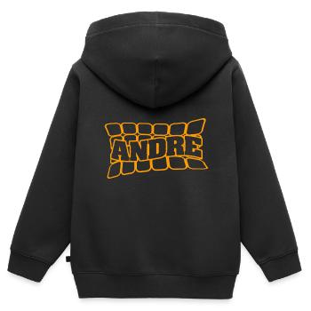 Andre comme nom - Sweat Premium à capuche zippé enfant bio - noir - Dos - AI Model Kid Male (0cm)