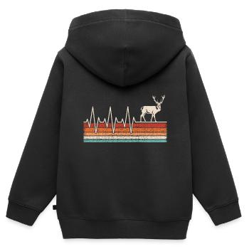 Hirsch Herzschlag - Kinder Premium Organic Zip Hoodie - Schwarz - Hinten - AI Model Kid Male (0cm)